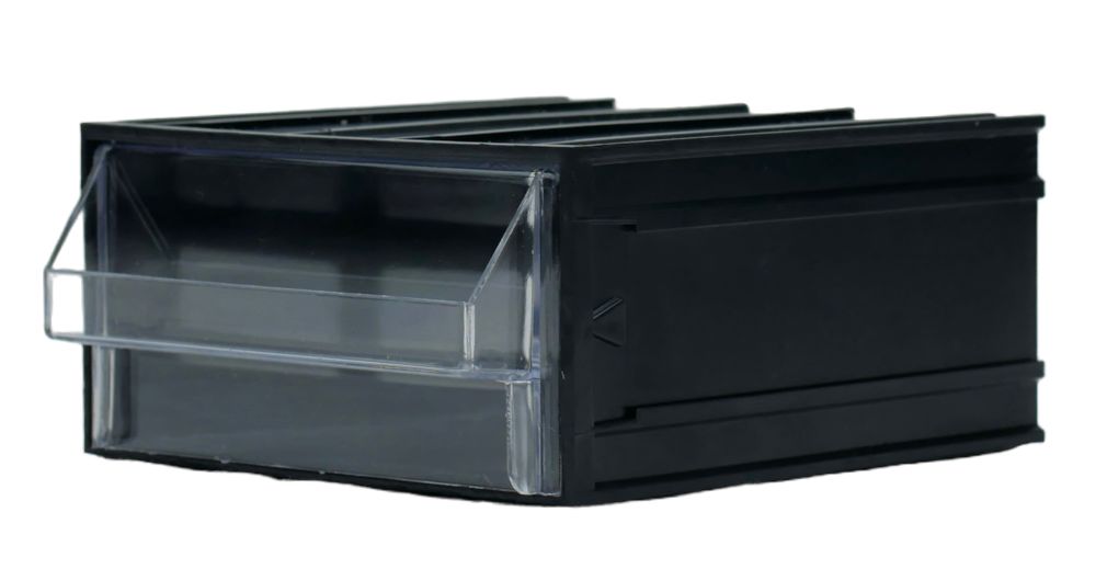 RS PRO 1 Drawer Unit, Polystyrene, 112mm x 56mm x 133mm, Black, Transparent