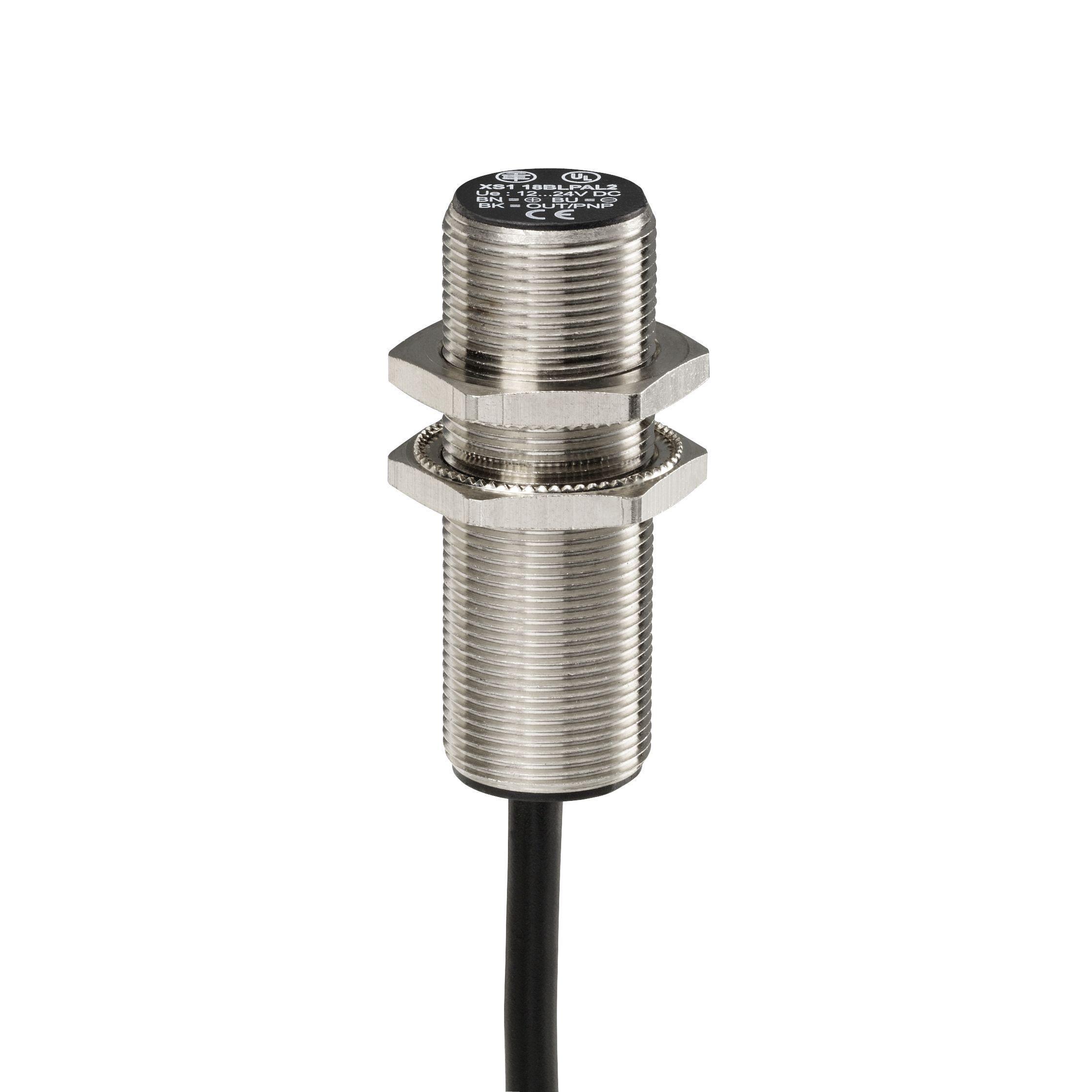 Telemecanique Sensors Inductive Threaded Barrel Proximity Sensor, M18, 5 mm Detection, PNP NC, 12 → 48 V dc