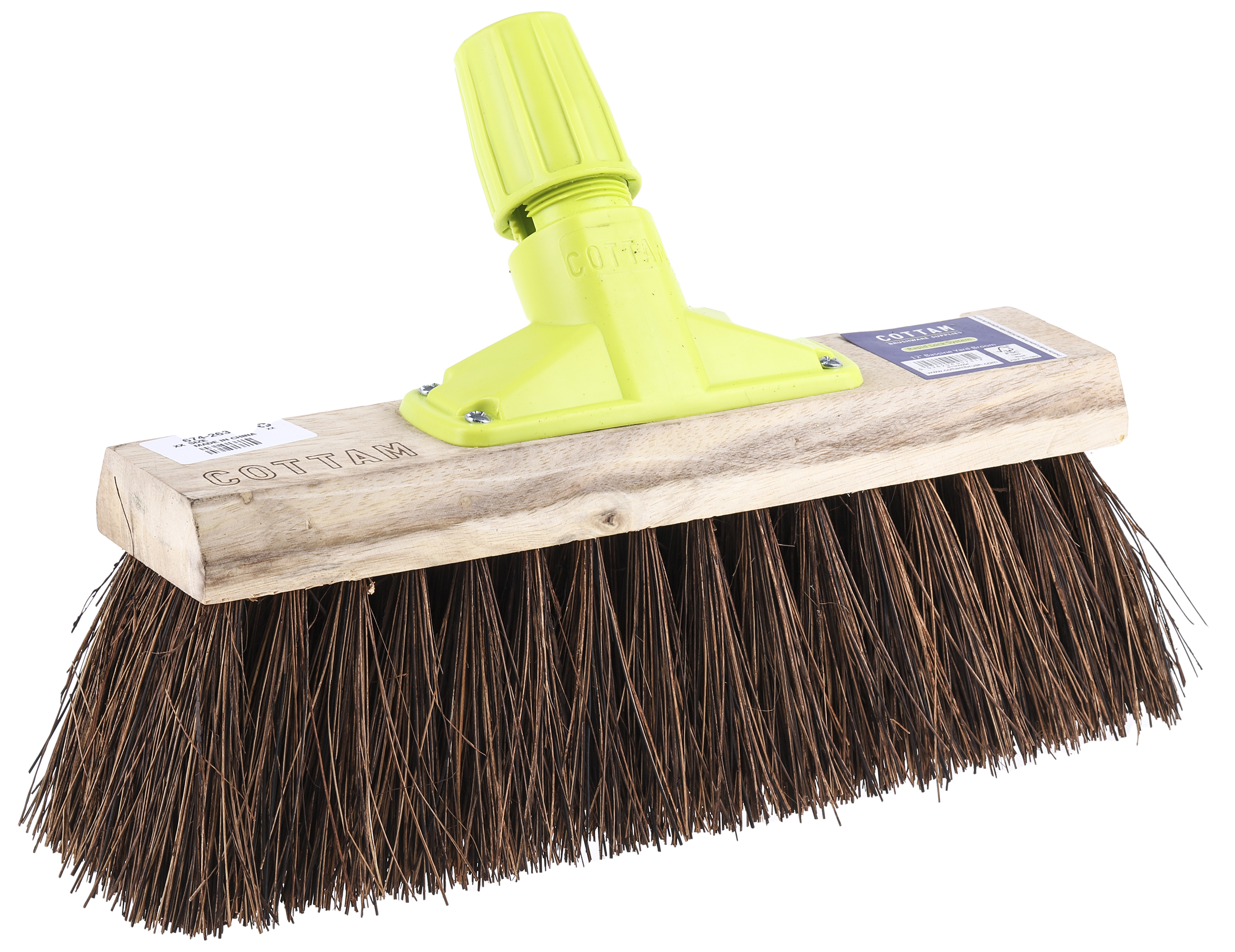 Cottam Broom, Red With Bassine, Cane Bristles for Industrial, Yard