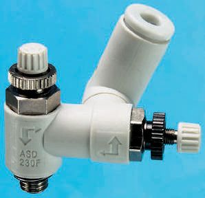 SMC ASD Series Threaded Flow Regulator, M5 x 0.8 Male Inlet Port x M5 x 0.8 Male Outlet Port x 4mm Tube Outlet Port