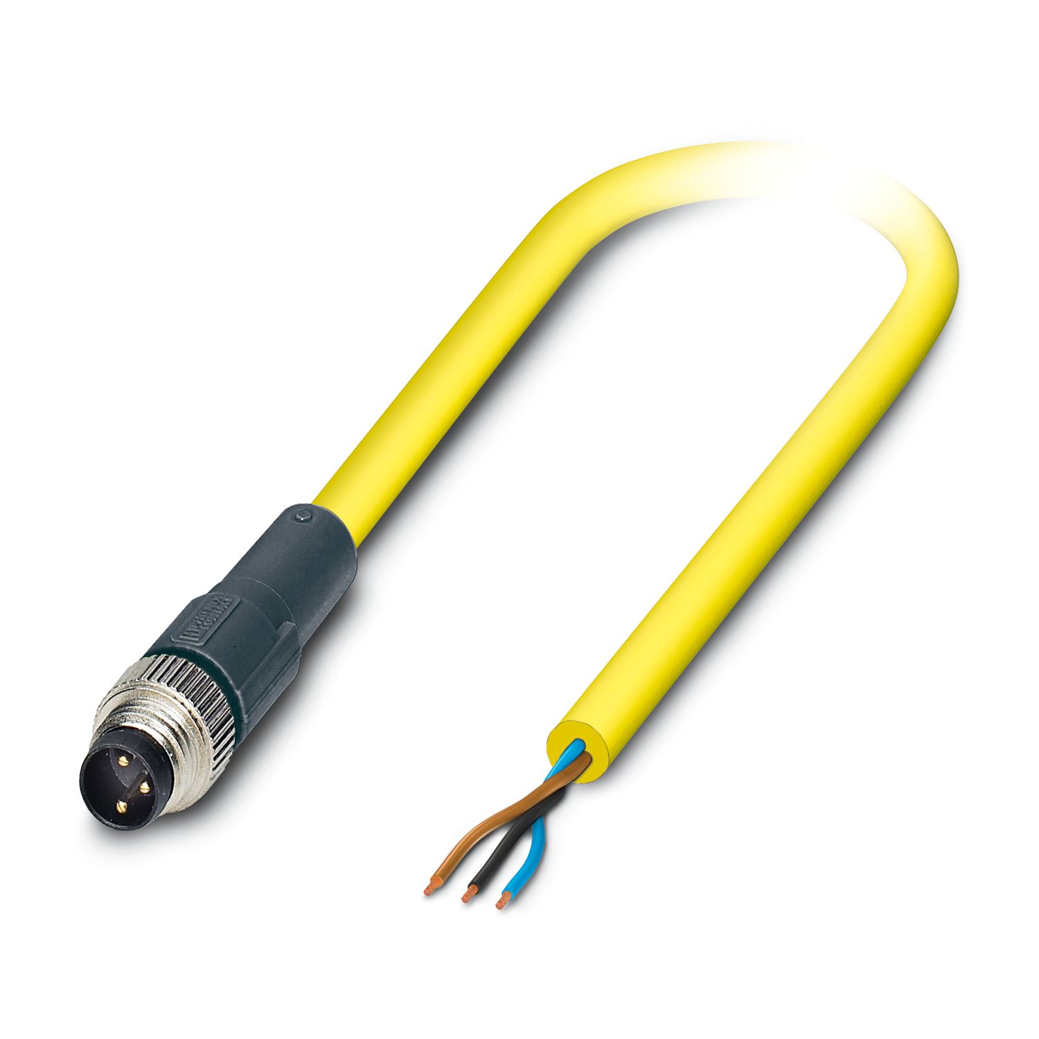 Phoenix Contact Male 3 way M8 to 3 way Free End Sensor Actuator Cable, 2 m