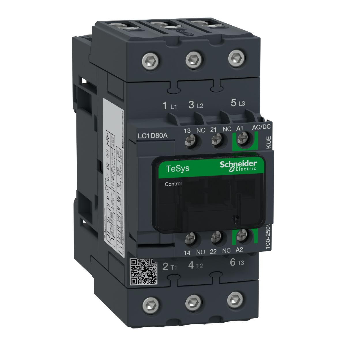 Schneider Electric TeSys D LC1D Contactor, 3-Pole, 80 A, 1 NO + 1 NC