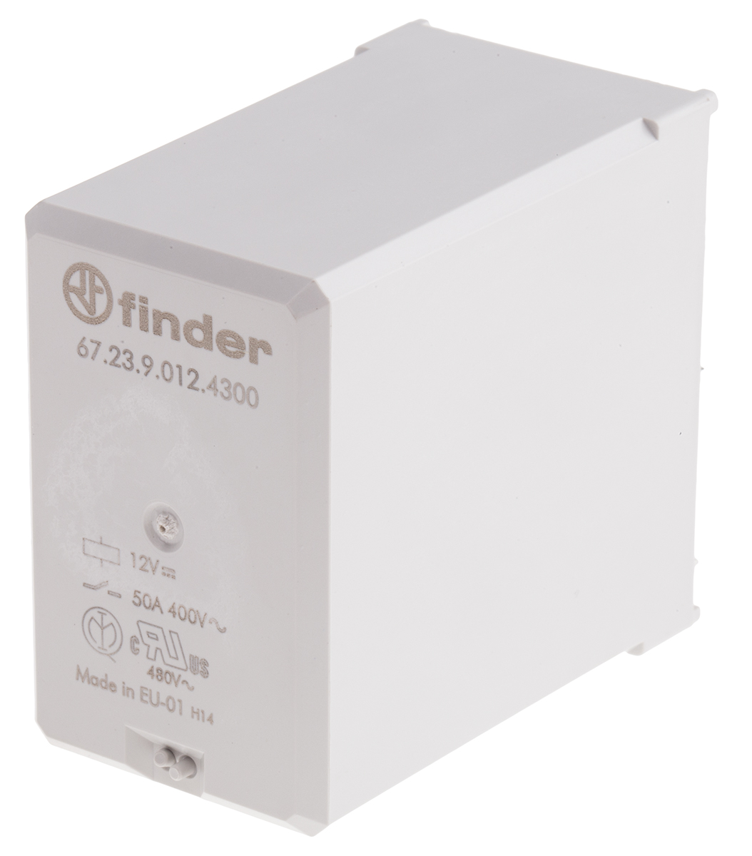 Finder PCB Mount Power Relay, 12V dc Coil, 50A Switching Current, 3P-NO