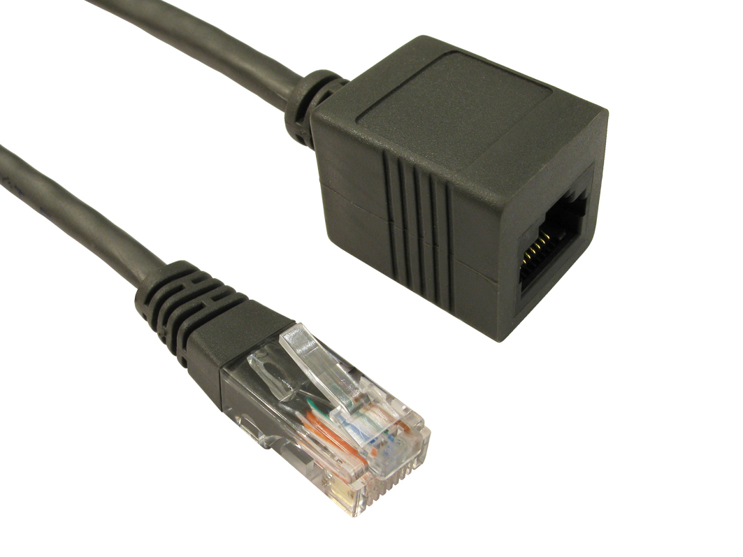 RS PRO, 3m Cat5e, Grey RJ45 to Male RJ45 Female, UTP Unshielded, Terminated PVC Sheath
