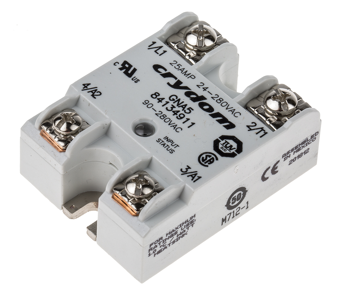 Sensata Crydom GNA5 Series Solid State Relay, 25 A rms Load, Panel Mount, 280 V ac Load, 280 V ac Control
