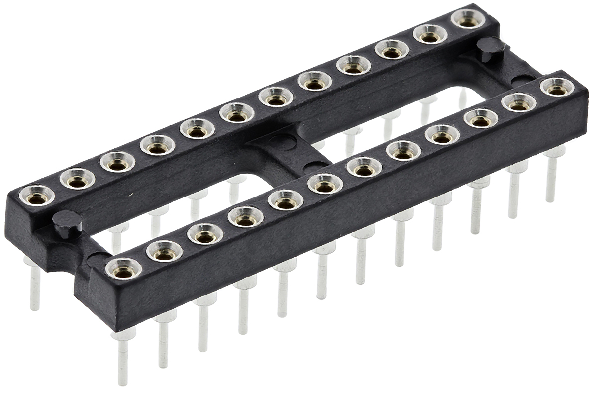 Preci-Dip 2.54mm Pitch Vertical 24 Way, Through Hole Turned Pin Open Frame IC Dip Socket, 1A