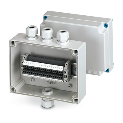 Phoenix Contact E AB A Series Grey ABS Junction Box, 20 Terminals, 180 x 130 x 100mm