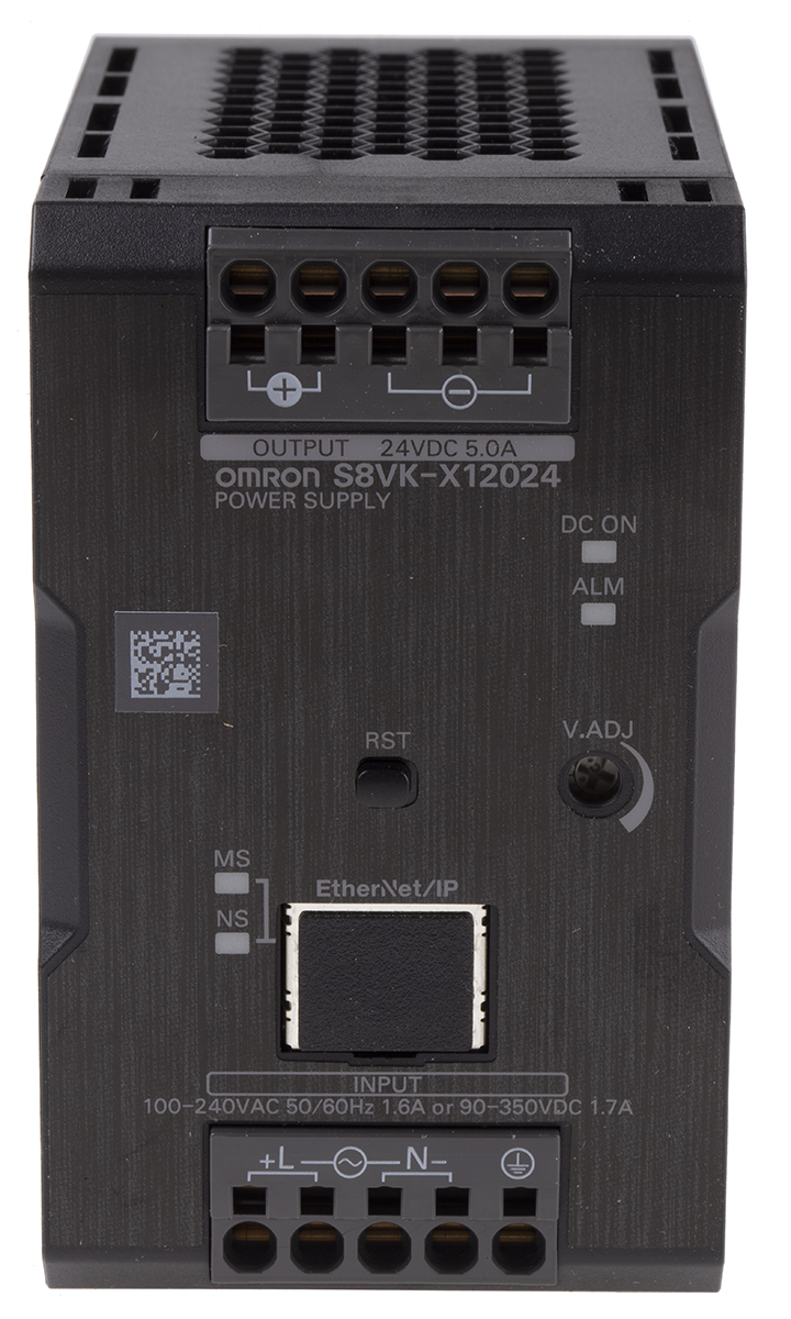 Omron S8VK-X Switched Mode DIN Rail Power Supply, 100 → 240V ac ac Input, 24V dc dc Output, 5A Output, 120W