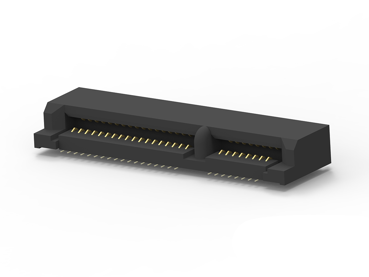 TE Connectivity Right Angle Female Edge Connector, Surface Mount, 52-Contacts, 0.8mm Pitch, 2-Row, Solder Termination