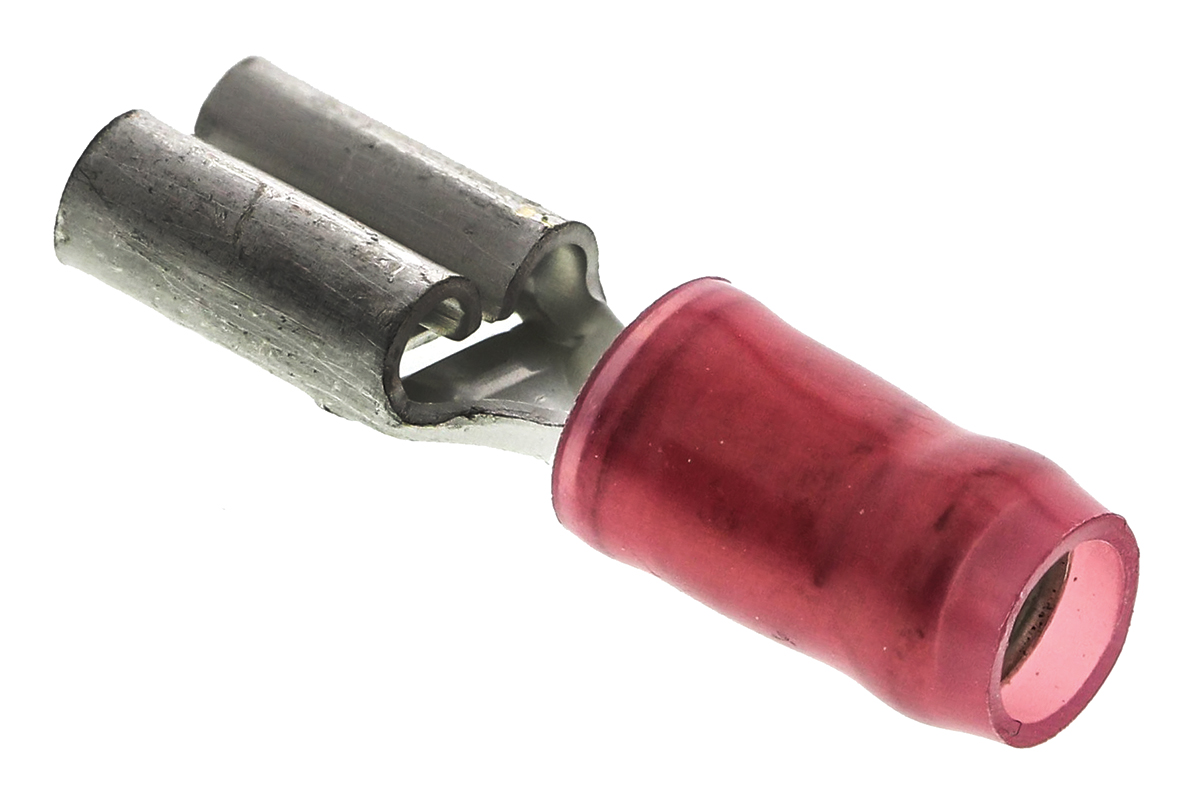 TE Connectivity PIDG FASTON .197 Red Insulated Female Spade Connector, Receptacle, 5 x 0.8mm Tab Size, 0.3mm² to 1mm²