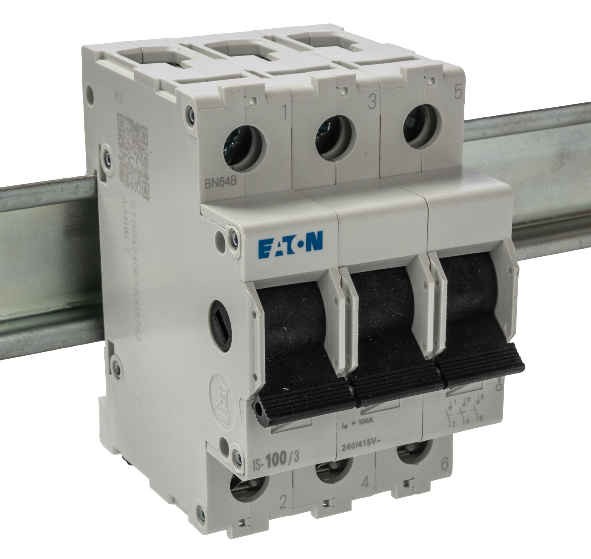 Eaton 3P Pole Surface Mount Isolator Switch - 100A Maximum Current, IP40