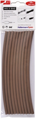 HellermannTyton Heat Shrink Tubing, Brown 6mm Sleeve Dia. x 200mm Length 3:1 Ratio, HIS-3 BAG Series