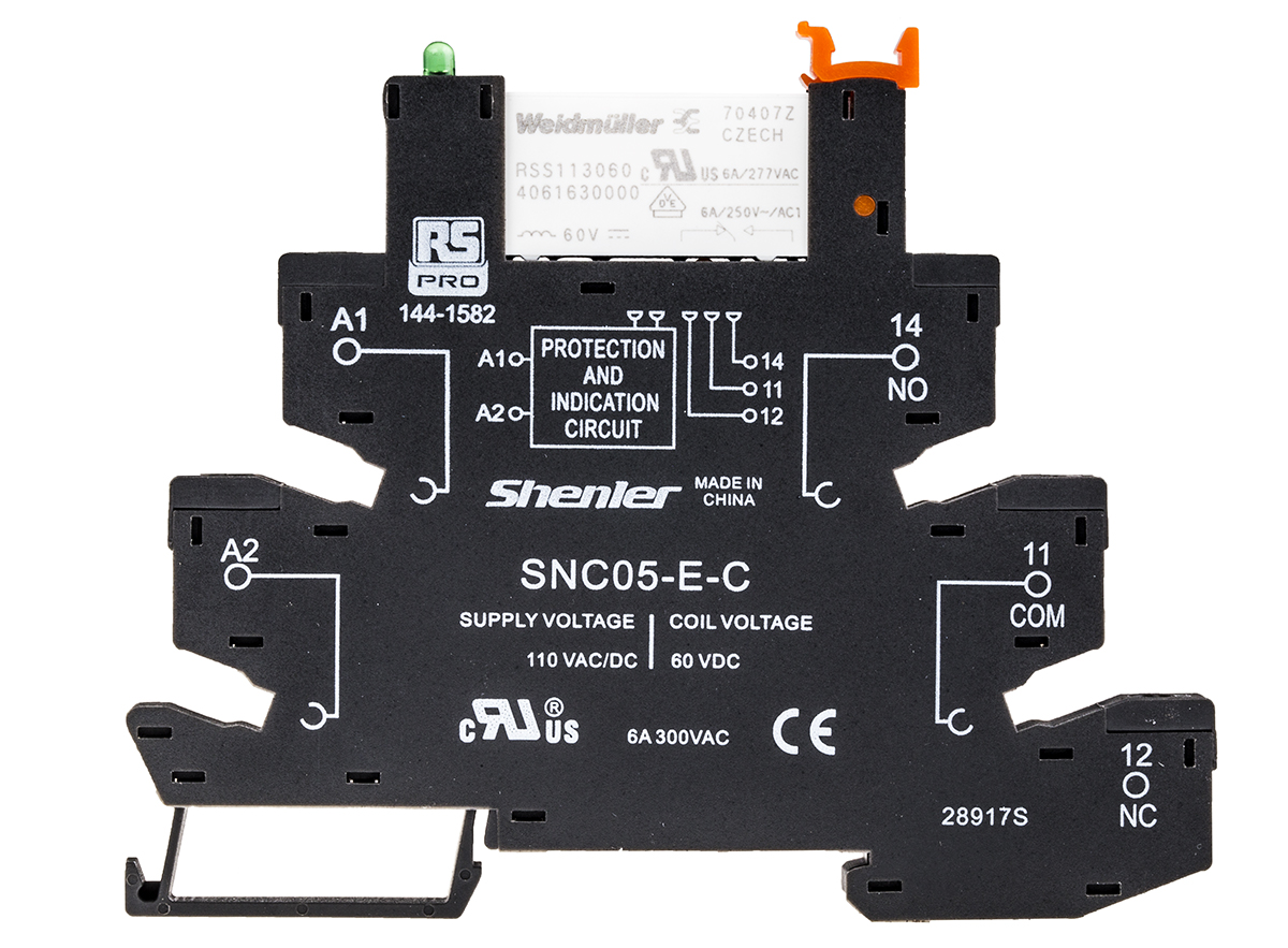 RS PRO Interface Relay, DIN Rail Mount, 110V ac Coil, SPDT, 6A Load