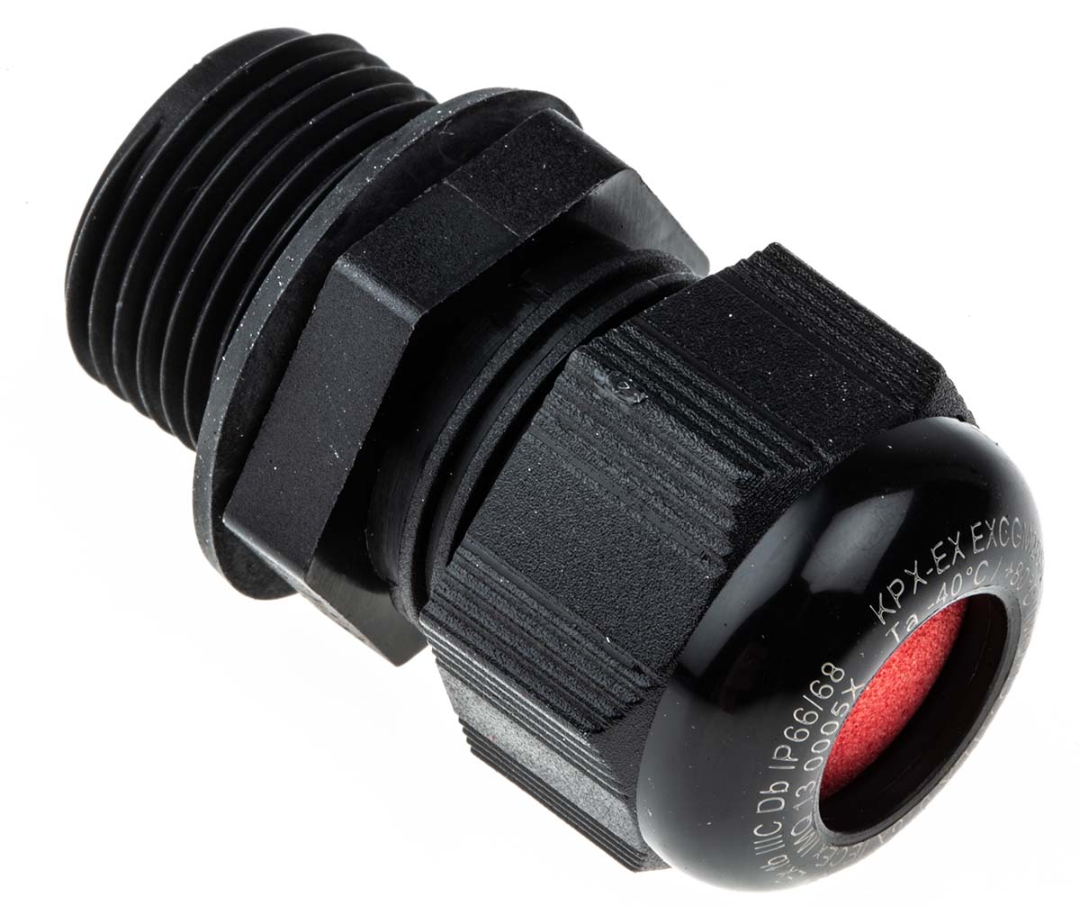 Kopex-EX CGM Series Black Nylon Cable Gland, M20 Thread, 6mm min., 12mm max., IP66, IP68