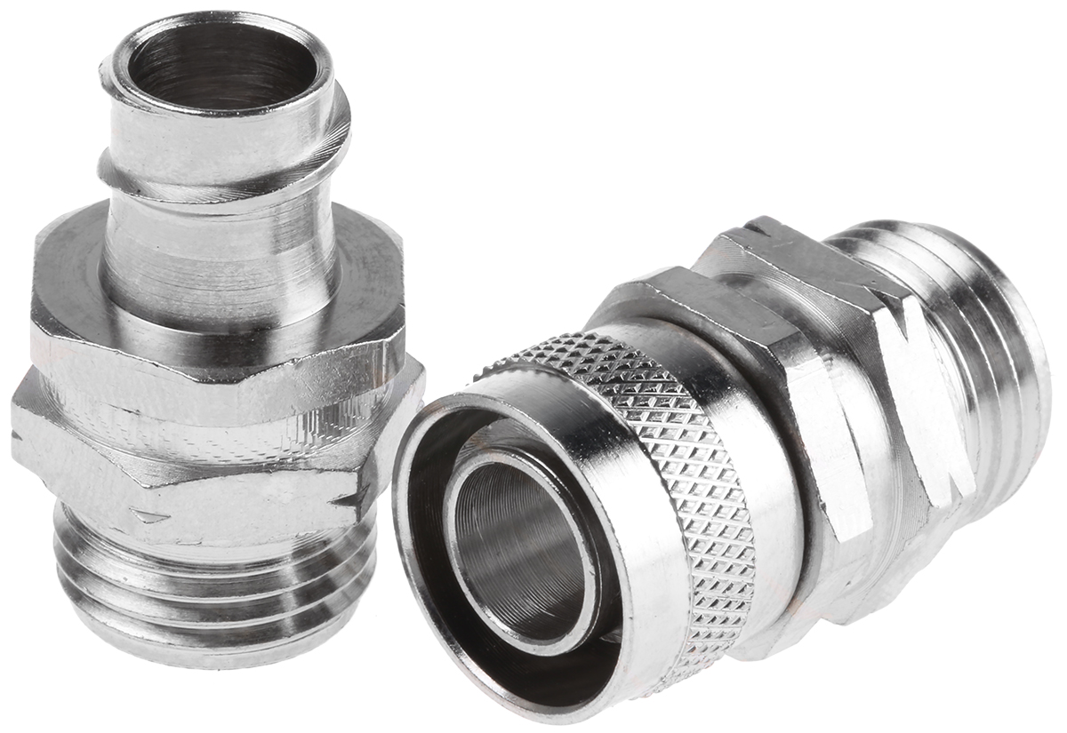 Adaptaflex Swivel, Conduit Fitting, 12mm Nominal Size, PG9, Brass, Silver IP54 rating