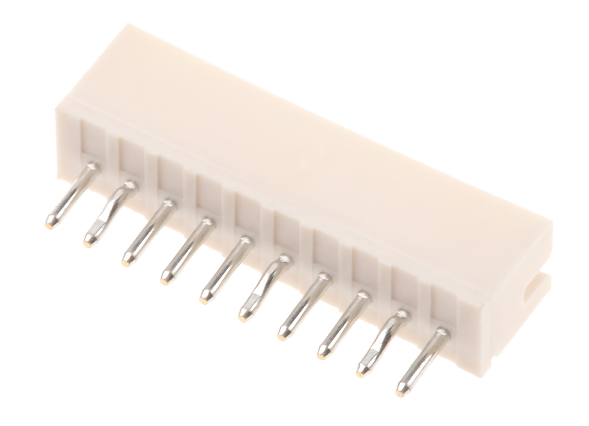 JST ZH Series Top Entry Through Hole PCB Header, 10 Contact(s), 1.5 mm Pitch, 1 Row, Shrouded