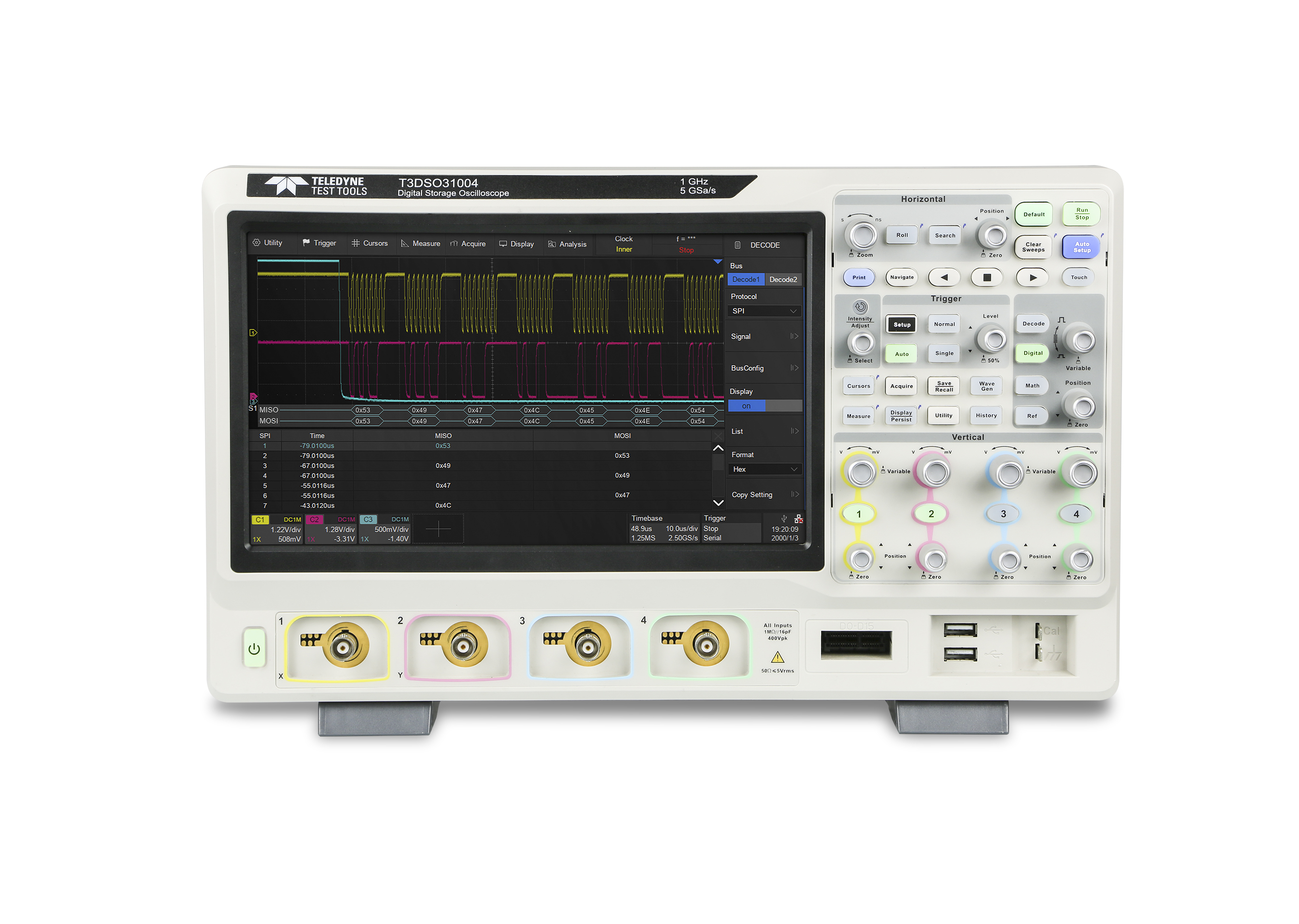 Teledyne LeCroy T3DSO3504 T3DSO3000 Series, 500MHz Bench Oscilloscope, 4 Analogue Channels, 16 Digital Channels - UKAS