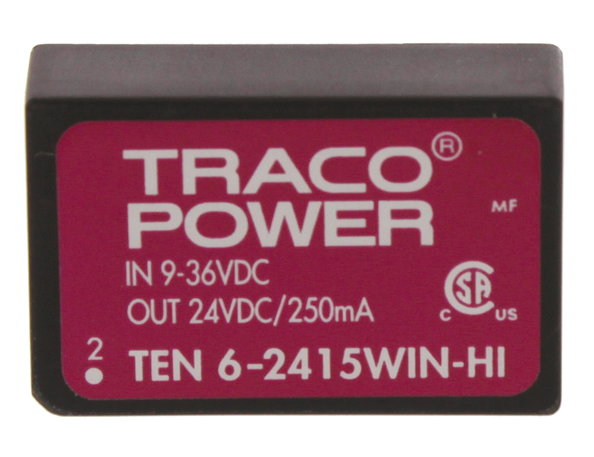 TRACOPOWER TEN 6WIN HI DC-DC Converter, 24V dc/ 250mA Output, 9 → 36 V dc Input, 6W, Through Hole, +85°C Max