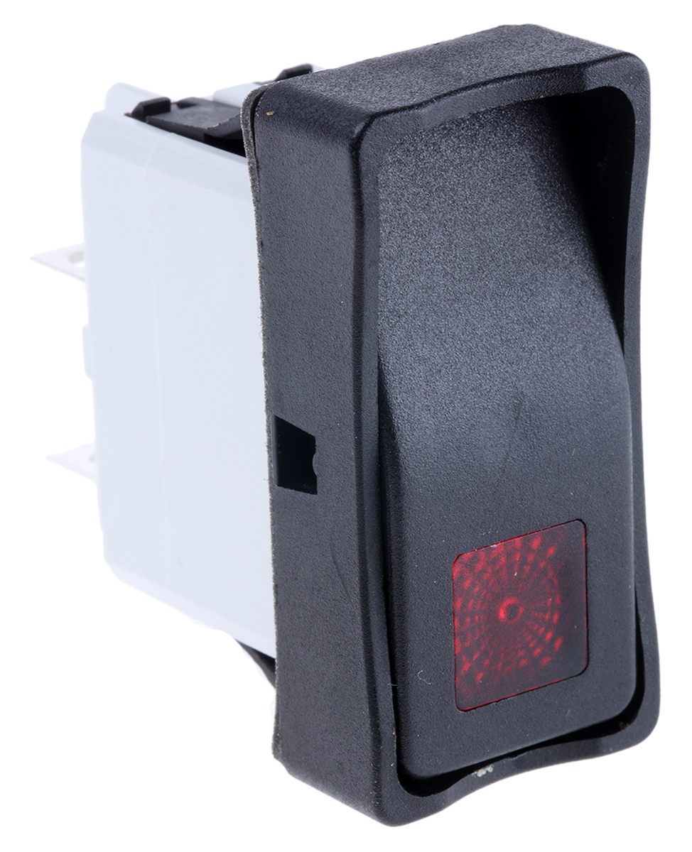 APEM Illuminated DPST, On-Off Rocker Switch Panel Mount