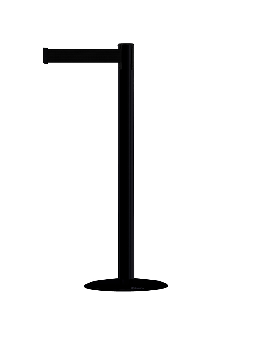 Tensator Black Steel Retractable Barrier, 2.3m, Black Tape