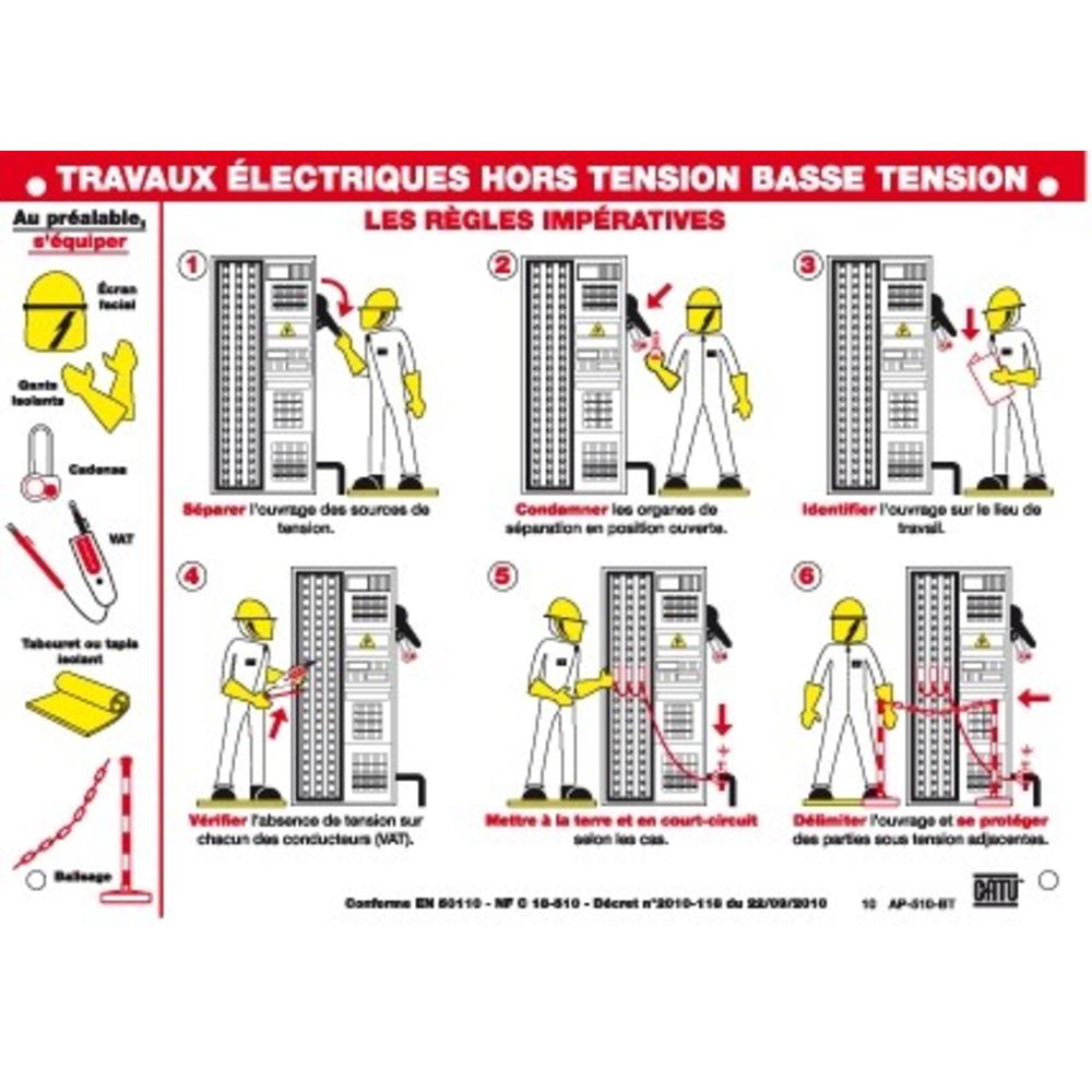 Catu Electrical Hazard Warning Sign (French)