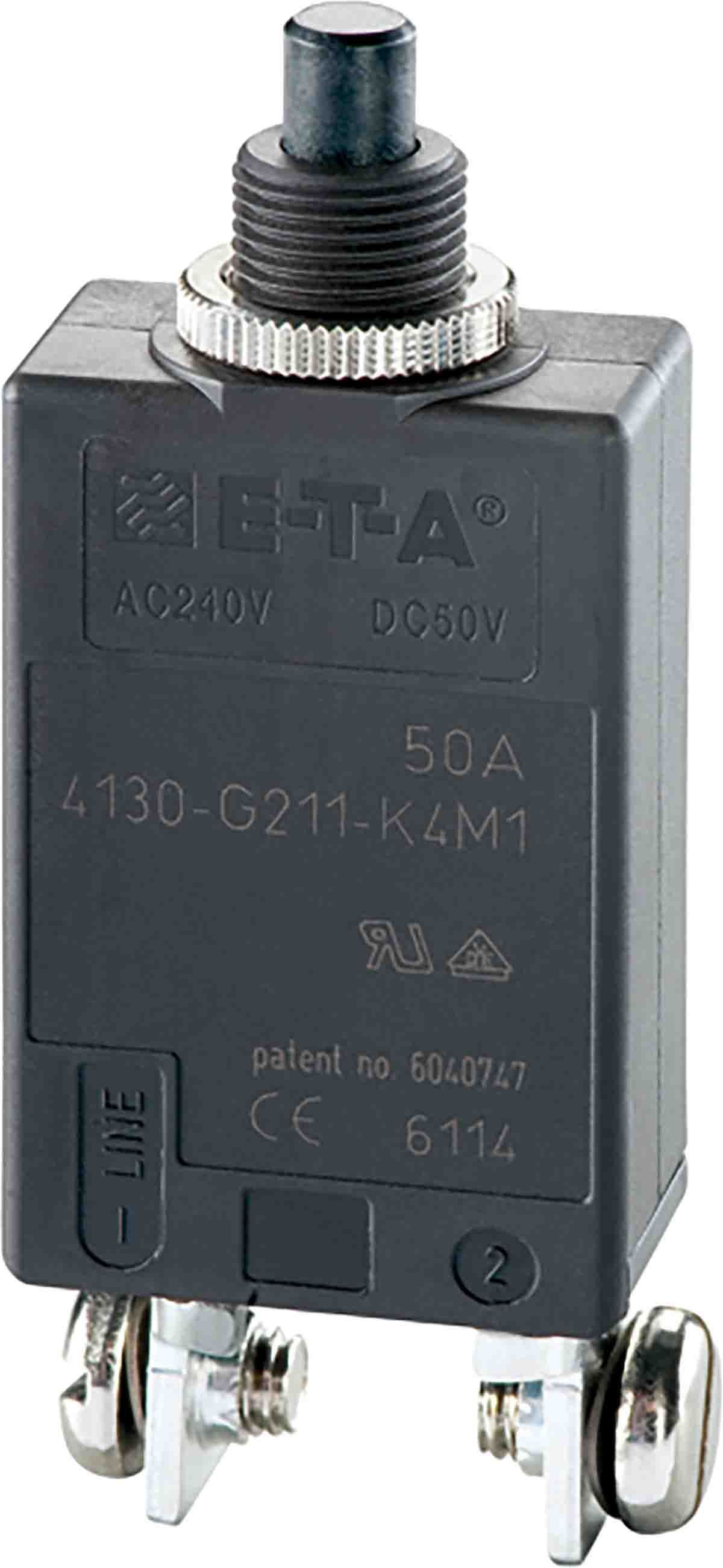 ETA Thermal Circuit Breaker - 4130  Single Pole 240V Voltage Rating Panel Mount, 50A Current Rating
