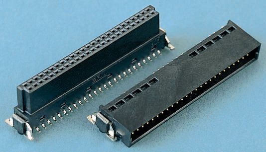 ERNI SMC Series Straight Surface Mount PCB Socket, 12-Contact, 2-Row, 1.27mm Pitch, Solder Termination