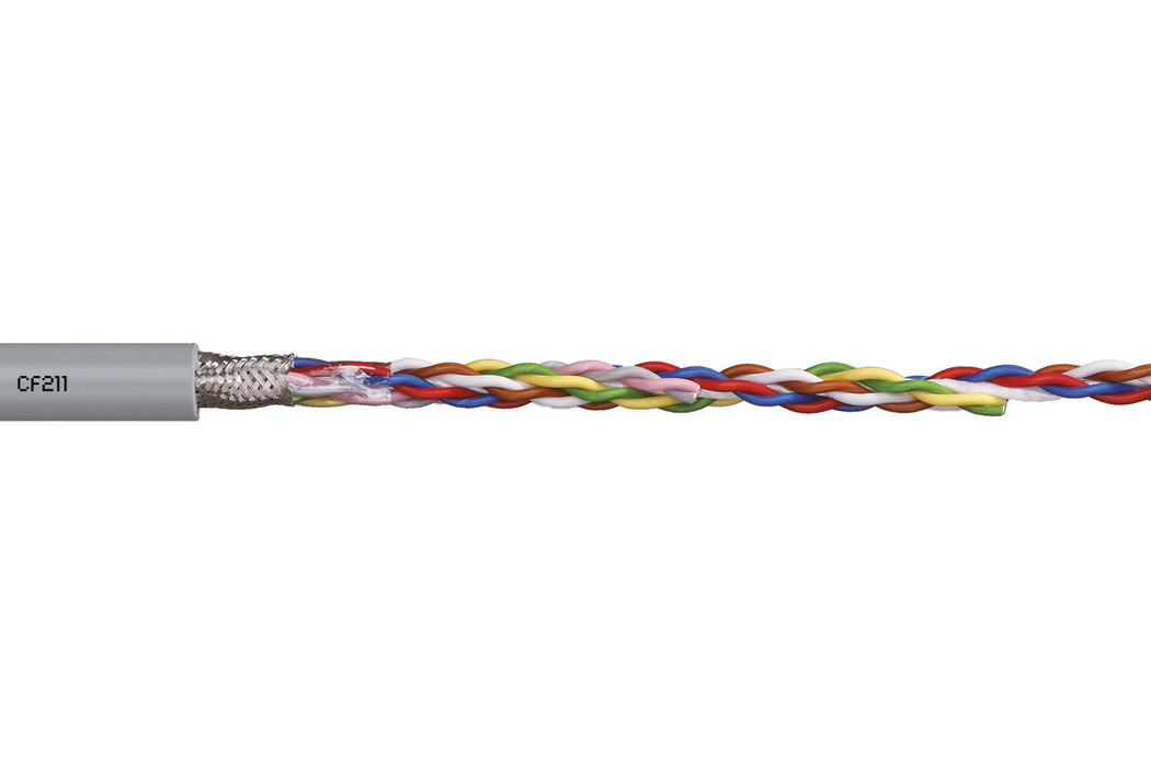 Igus chainflex CF211 Data Cable, 8 Cores 0.5 mm² 20 AWG, Screened, 25 m, Grey Polyvinyl Chloride Sheath