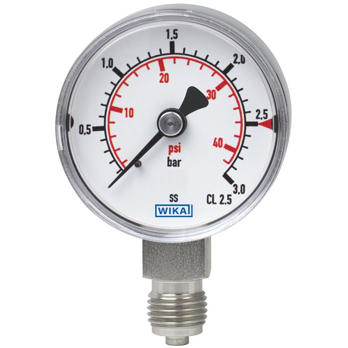 WIKA G 1/4 Analogue Pressure Gauge 4bar Bottom Entry 40mm Outside Diameter
