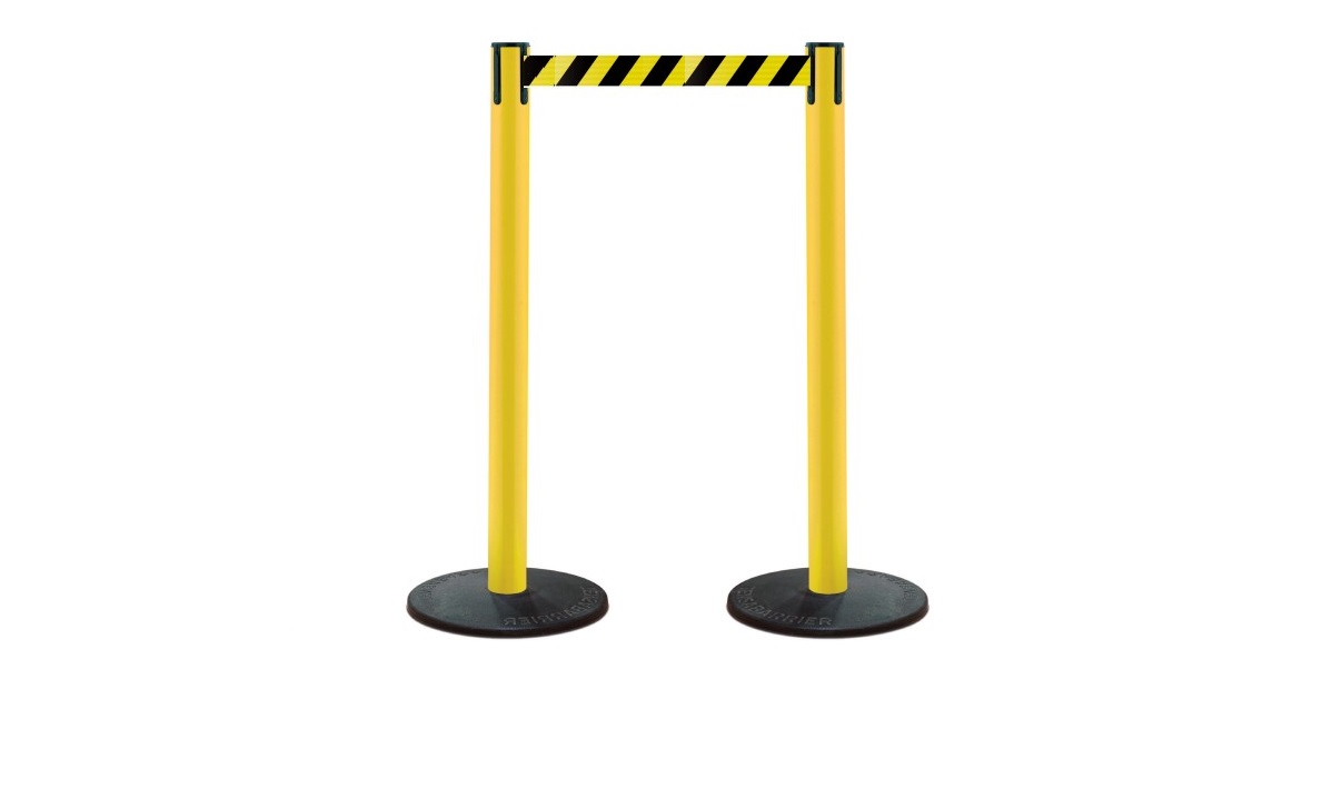 Tensator Black & Yellow Plastic Retractable Barrier, 2.3m, Red, White Tape