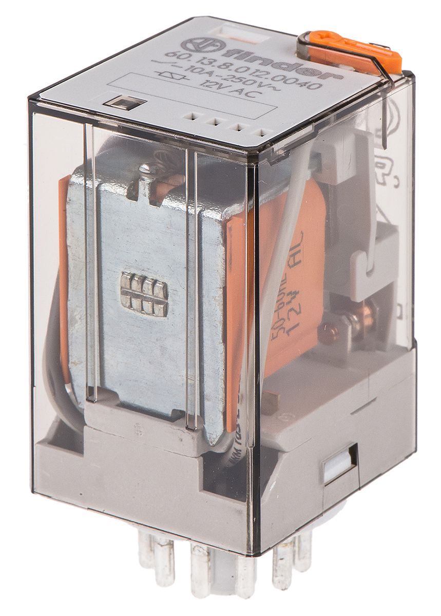 Finder Plug In Power Relay, 12V ac Coil, 10A Switching Current, 3PDT