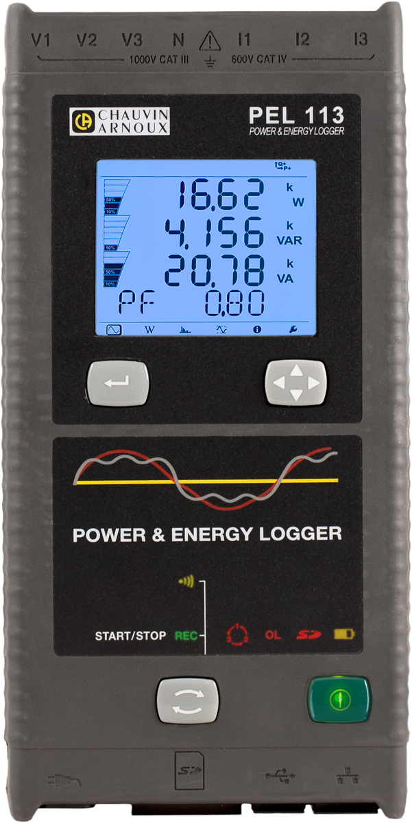 Chauvin Arnoux PEL113 Power & Energy Data Logger, Ethernet, IRD Server, USB, Wifi, 3V / 3I Input Channel(s)