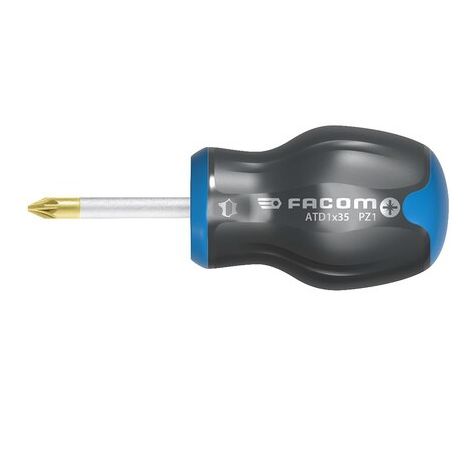 Facom Pozidriv Stubby Screwdriver, PZ2 Tip, 35 mm Blade, 91 mm Overall