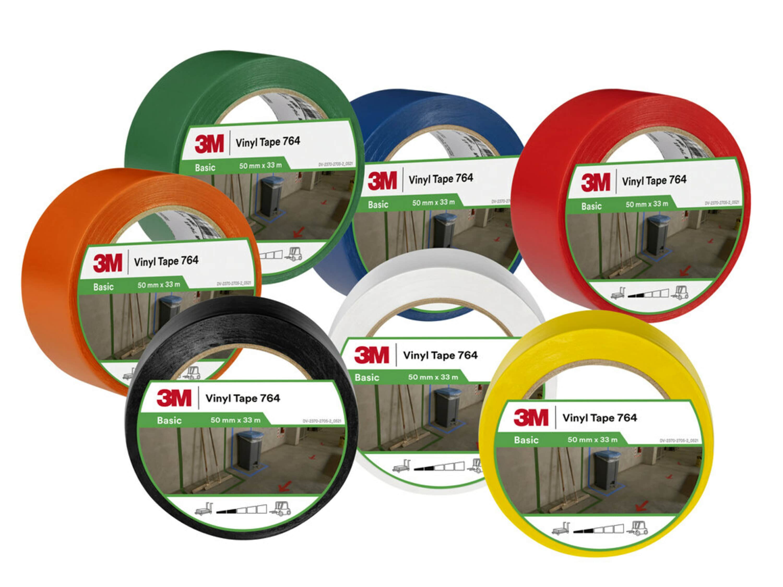 3M 764 Blue PVC 33m Floor Tape, 0.125mm Thickness