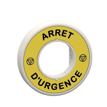 Schneider Electric Illuminated Marked Legend Ring for Use with Emergency Stop Mushroom Head Push-Button, Arrêt d'urgence