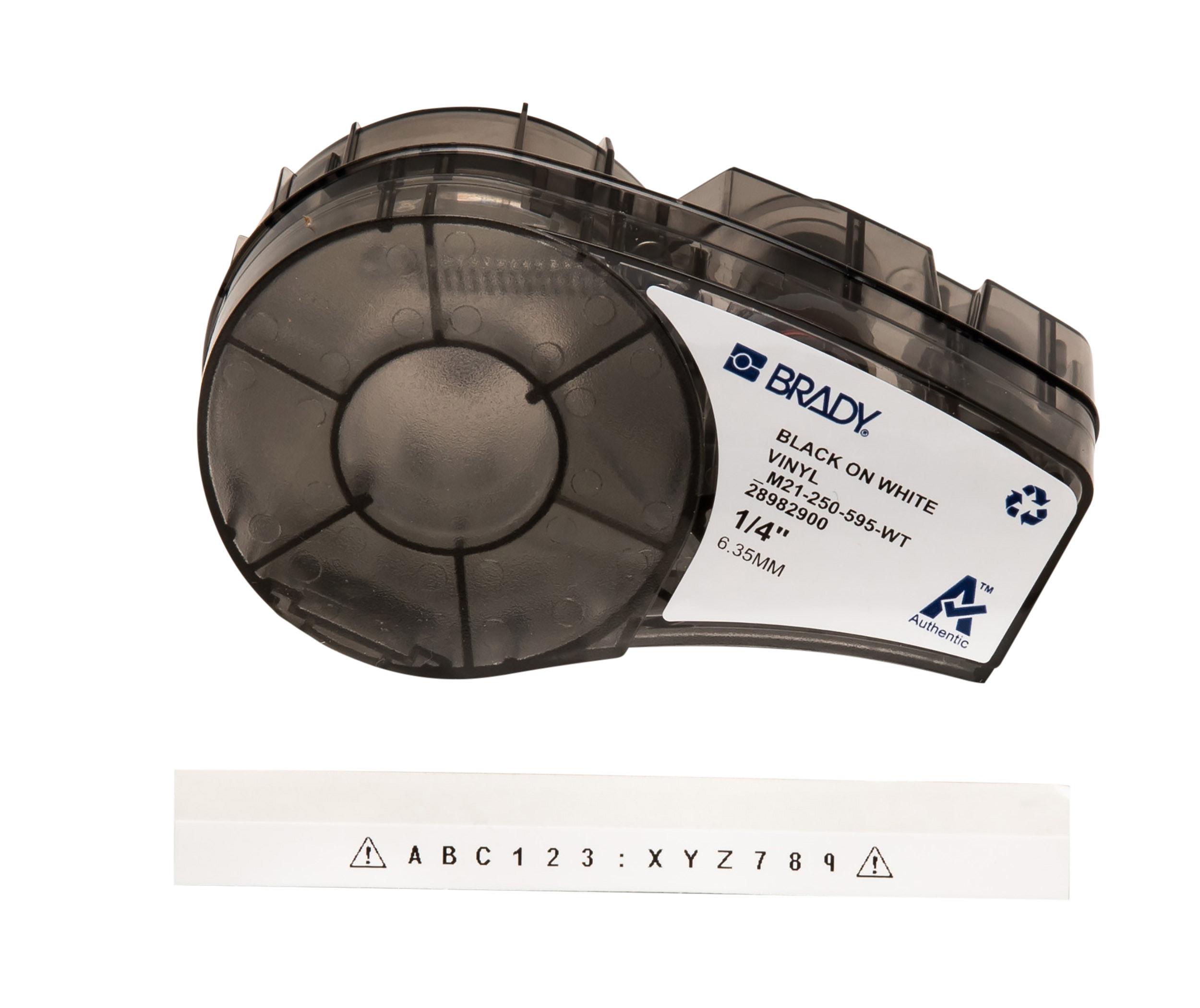 Brady B-595 Black on Black on White Label Printer Tape, 6.4 m Length, 6.35 mm Width