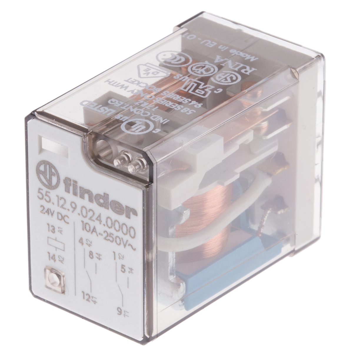 Finder PCB Mount Power Relay, 24V dc Coil, 10A Switching Current, DPDT