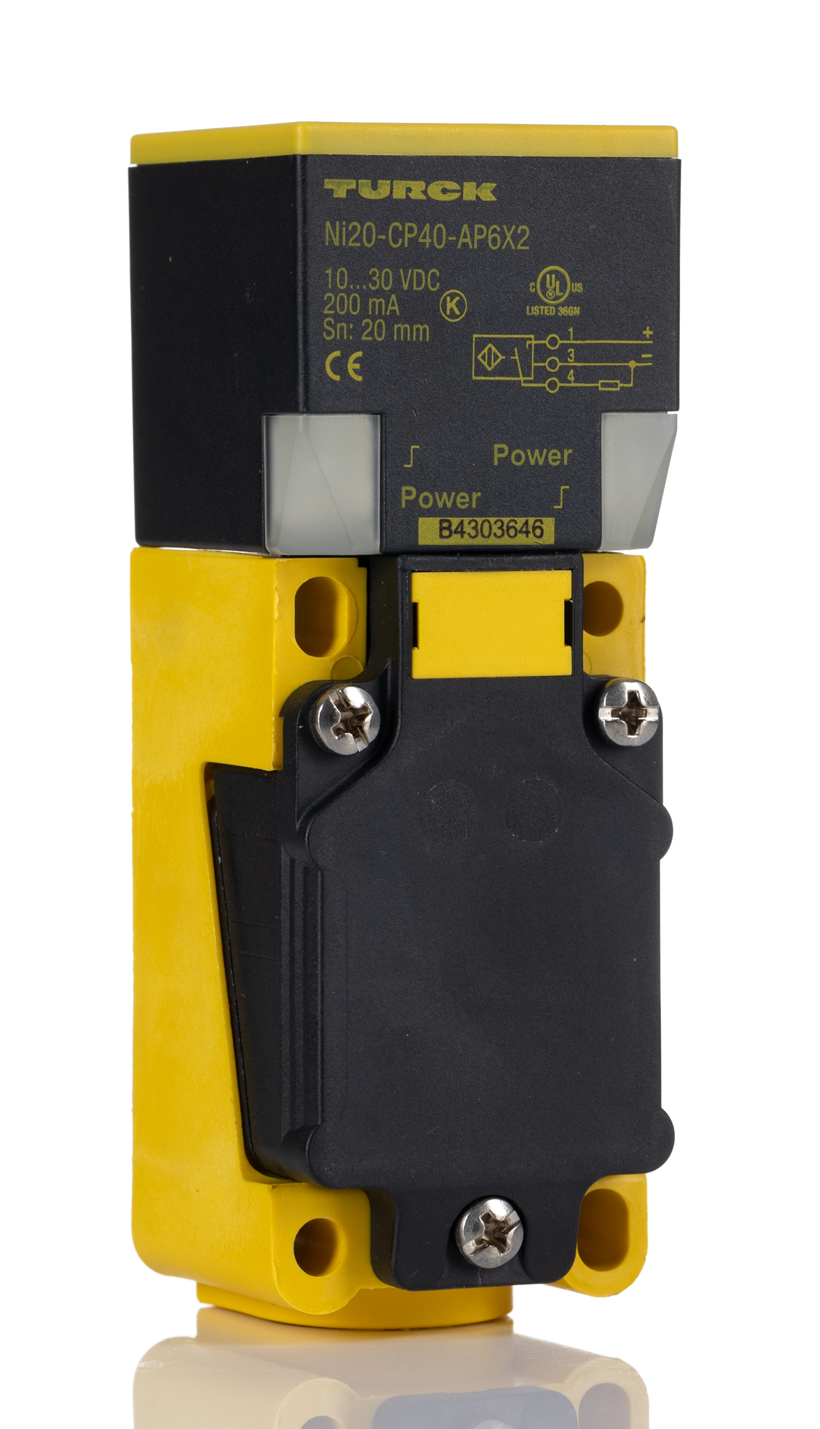 Turck Inductive Block Proximity Sensor, 20 mm Detection, PNP NO, 10 → 30 V dc