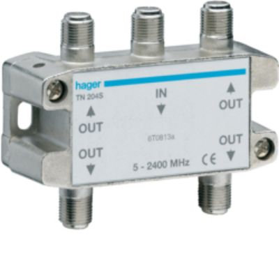 Hager Coaxial RF Splitter, Frequency 5 → 2400MHz