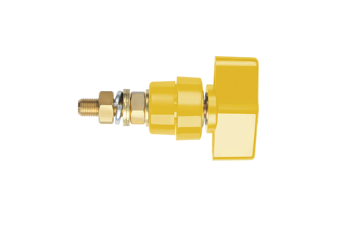 Schutzinger 4mm Yellow Terminal Post, 1kV, 100A, M8 x 0.75 Thread
