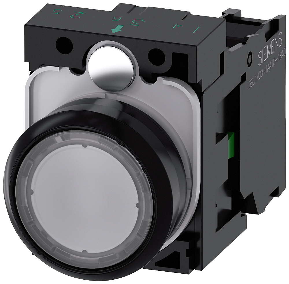 Siemens SIRIUS ACT 3SU11 Series Push Button Complete Unit, 22mm Cutout, SPST, IP66, IP67, IP69(IP69K)