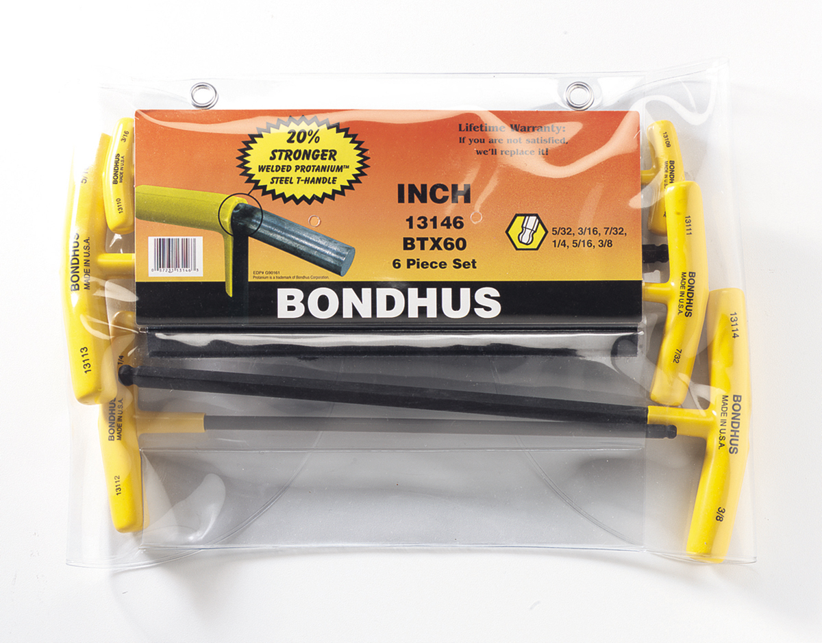Bondhus 6 piece T Shape Imperial Hex Key Set, 3/16 → 7/32"
