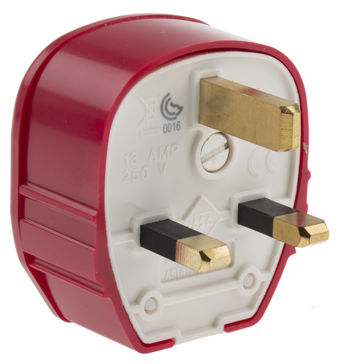 MK Electric UK Mains Plug, 13A Red, Cable Mount PVC, Urea Formaldehyde Screw