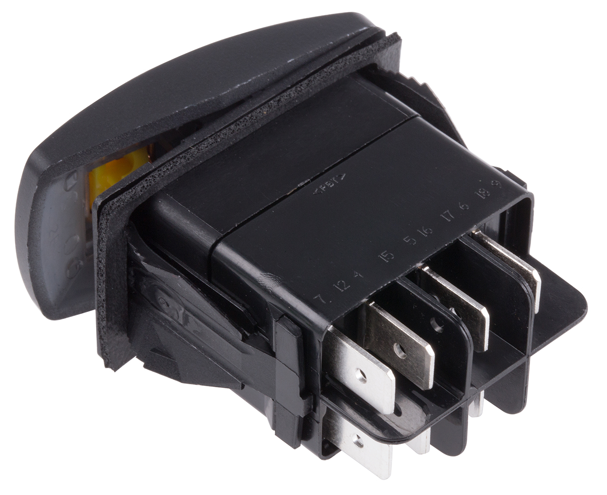 Carling Technologies Illuminated DPDT, On-(On) Rocker Switch Panel Mount