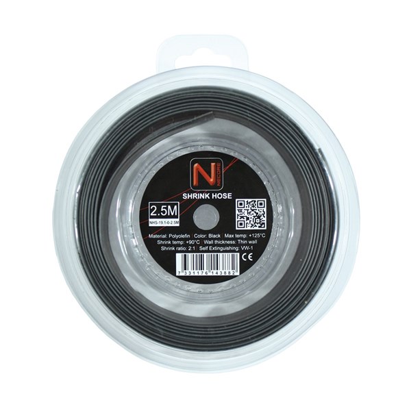 NEMIQ Heat Shrink Tube, Black 18.7mm Sleeve Dia. x 2.5m Length 2:1 Ratio, NHS Series