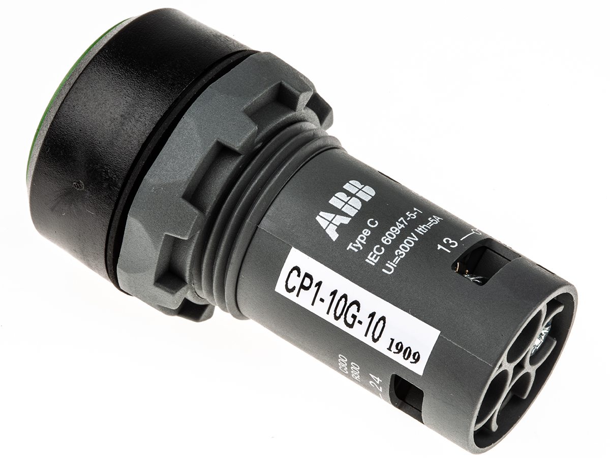 ABB Compact Series Push Button, Momentary, Panel Mount, 22mm Cutout, SPST, 300V, IP69K
