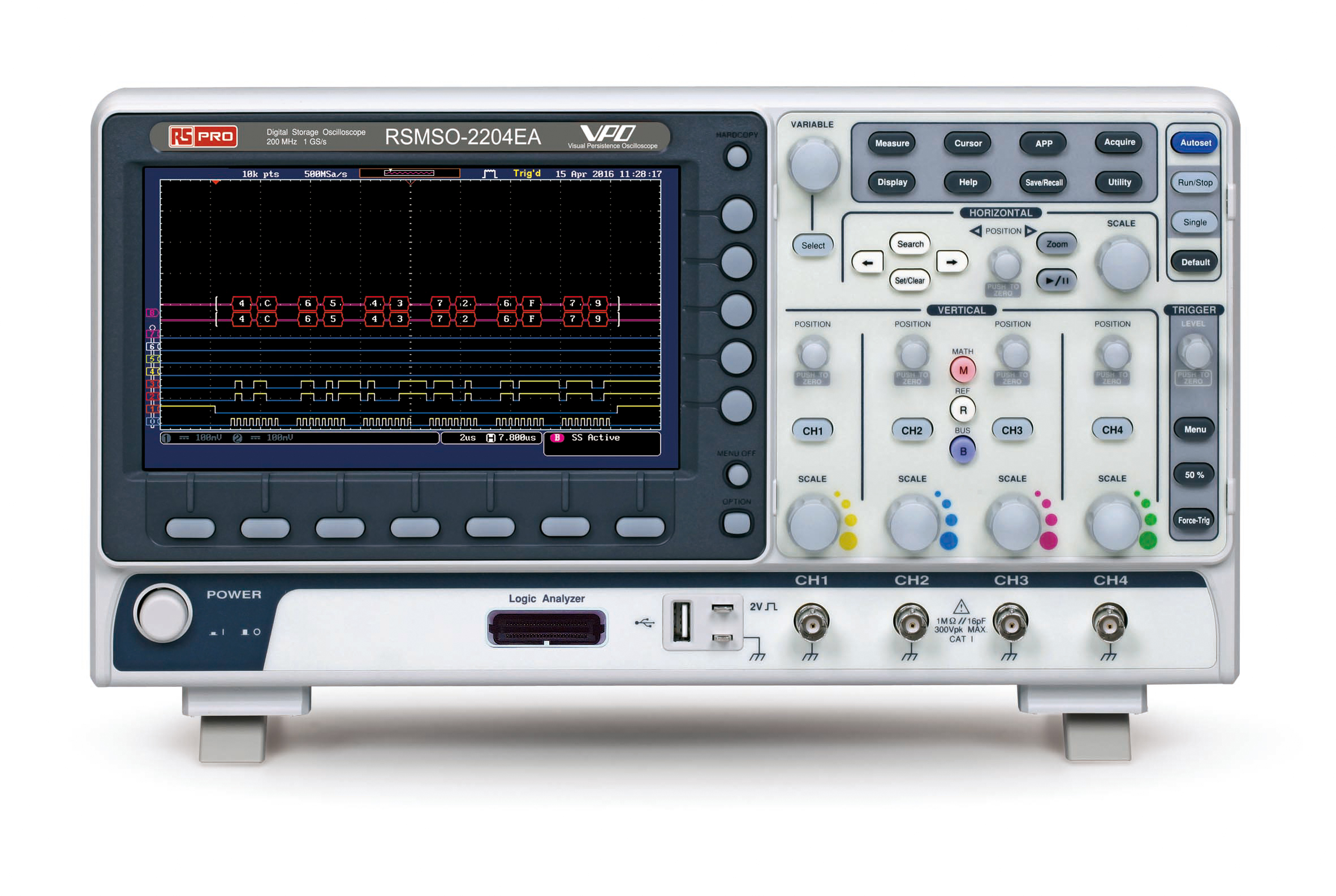 RS PRO RSMSO-2204EA, 200MHz Bench Oscilloscope, 4 Analogue Channels, 16 Digital Channels