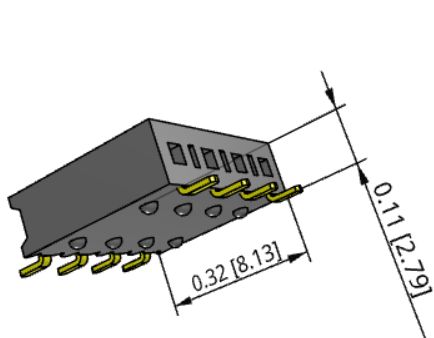 Samtec SSM Series Right Angle Surface Mount PCB Socket, 4-Contact, 1-Row, 2.54mm Pitch, Solder Termination