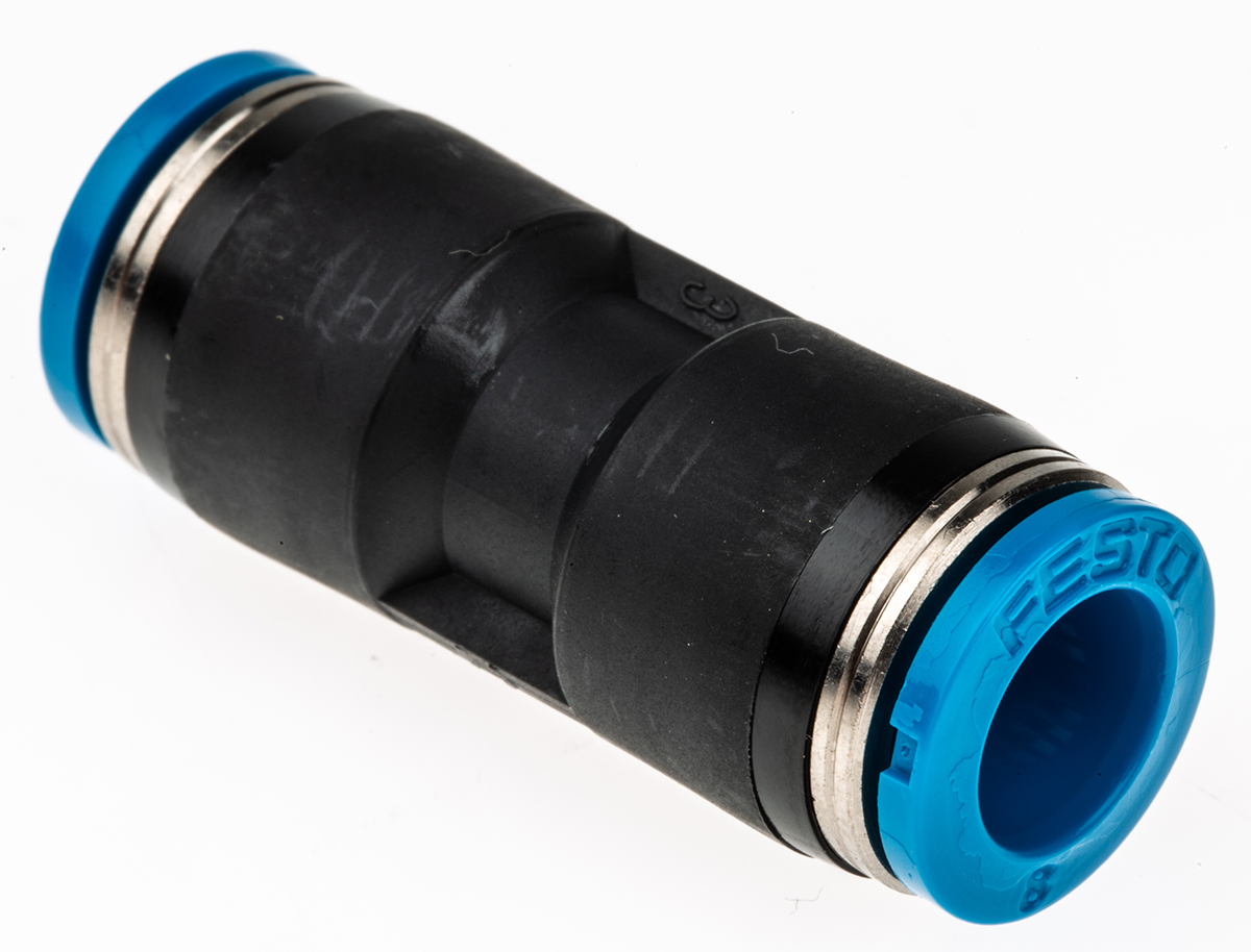 Festo QS Series Straight Tube-to-Tube Adaptor, Push In 8 mm to Push In 8 mm, Tube-to-Tube Connection Style, 153033