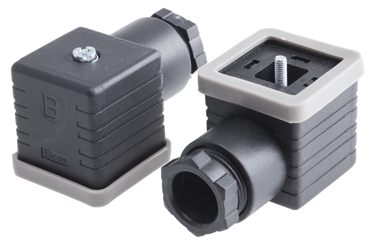 RS PRO 3P+E DIN 43650 A, Female Solenoid Valve Connector, 250 V ac Voltage